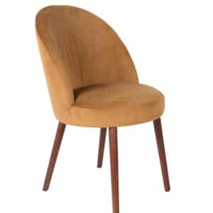 DUTCHBONE Barbara spisebordsstol - camel fløjl stof og brun bøgetræ