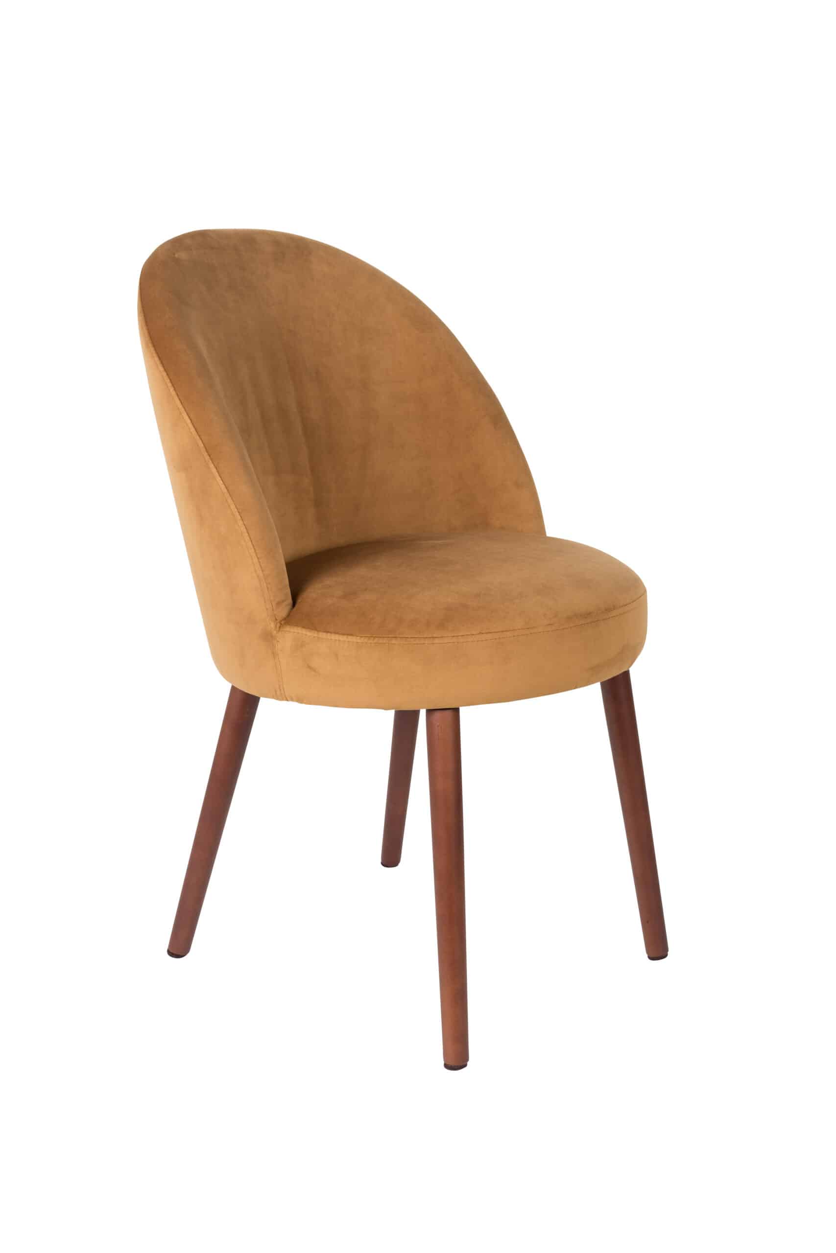 DUTCHBONE Barbara spisebordsstol - camel fløjl stof og brun bøgetræ