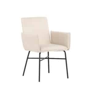 VENTURE DESIGN Petra spisebordsstol, m. armlæn - beige polyester fløjl og sort stål