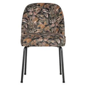 WOOOD Vogue spisebordsstol - sort fløjl polyester m. blomsterprint og sort metal