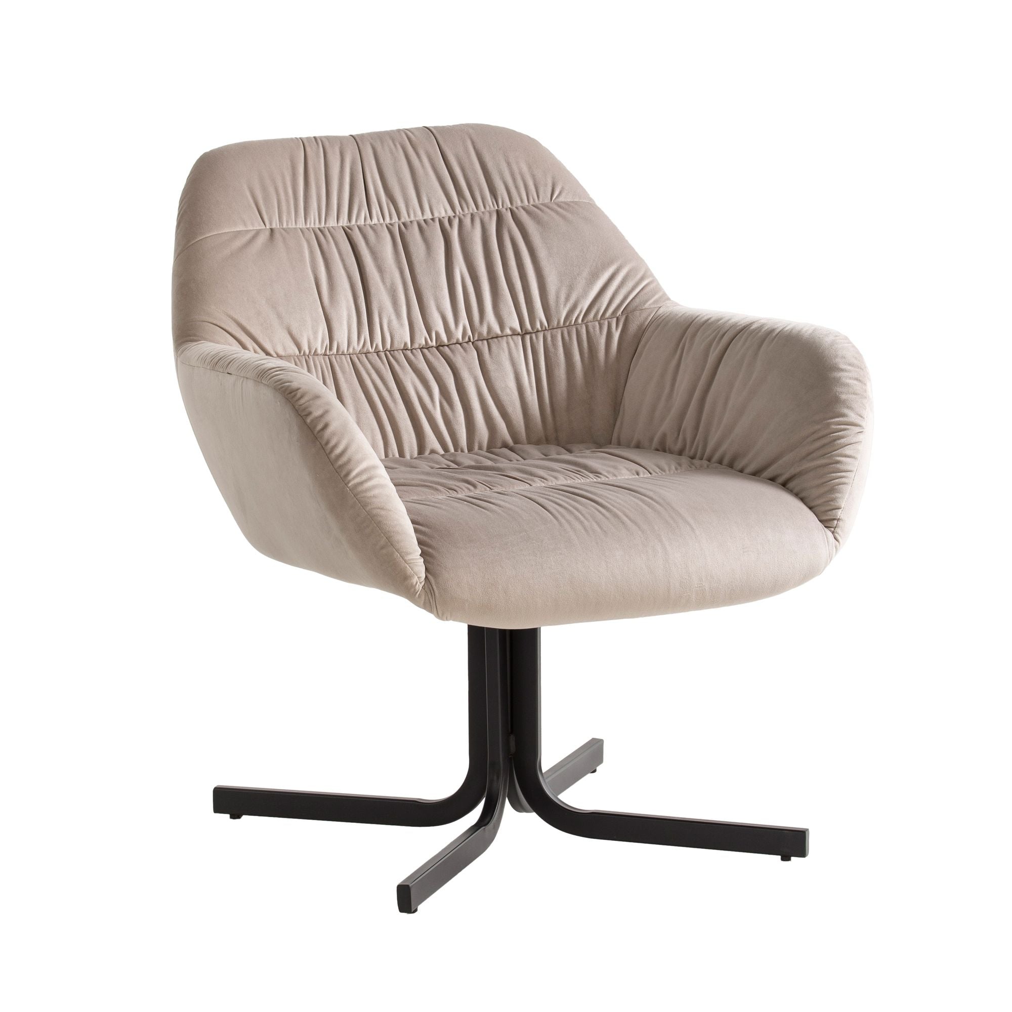 Loungestol i beige velour med metalben