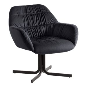 Loungestol i sort velour med metalben