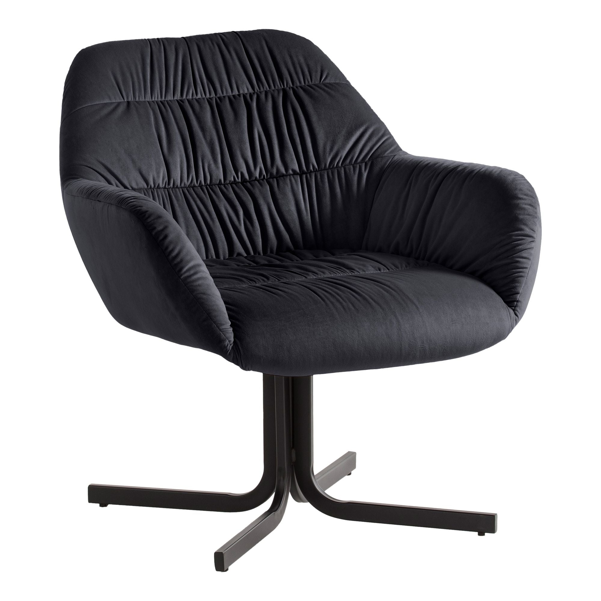 Loungestol i sort velour med metalben