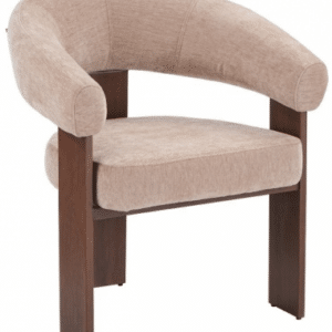 LIVA Spisebordsstol med armlæn i metal og velour H81,5 cm - Træbrun/Beige