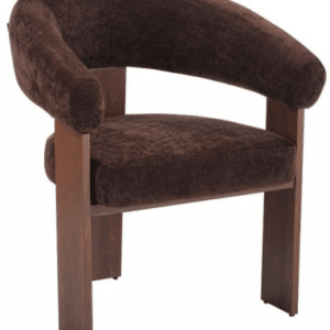 LIVA Spisebordsstol med armlæn i metal og velour H81,5 cm - Træbrun/Brun